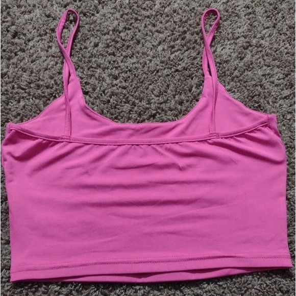 Hot Pink Sports Bra/Camisole Crop Top Size Medium - Picture 2 of 7
